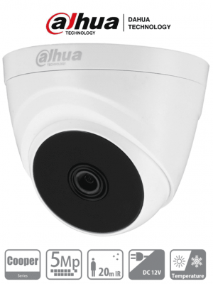DAHUA HAC-T1A51N-0280B-S2 - Cámara Domo de 5MP con lente de 2.8mm y ángulo de 106°. Ofrece visión nocturna IR hasta 20m, ideal para interiores. Compatible con HDCVI, AHD, TVI y CVBS #HDCVI9.0 #5MP - Image 1