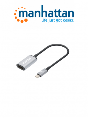 MANHATTAN 153706 - Adaptador USB-C a HDMI 4K@60Hz Convertidor USB 3.2 Tipo-C Macho a HDMI Hembra, Activo, Aluminio, Negro - Image 1