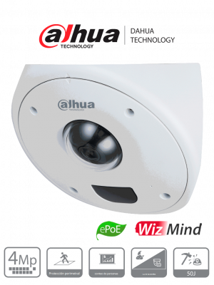 DAHUA IPC-HCBW8442 - Domo IP de 4 MP para Montaje en Esquinas/ Lente de 2.5 mm/  135°/ IR de 10 Metros/ Antivandálico/ Protección Perimetral/ Conteo de Personas/ Mapa de Calor/ IP67 e IK10+ (50J)/ PoE/ E&S de Alarma/ E&S de Audio / - Image 1