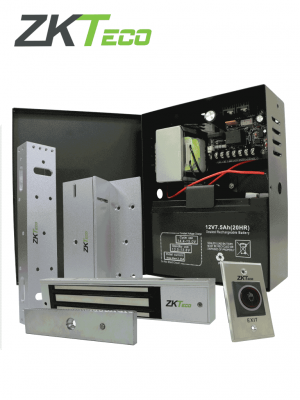 ZKTECO ACAKIT - Kit de accesorios de control de acceso / 1 Boton de salida / 1 Cerradura electromagnética / 1 Fuente de alimentación ininterrumpida / 1 Bateria de respaldo / 1 soporte - Image 1