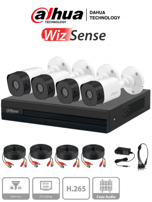 PROMO KITXVR1B04-I1MP-2.8 - Kit de 4 canales con cámaras B1A11 de 1 MP con DISCO DURO DE 500GB, lente de 2.8mm y ángulo de visión 93°. Soporta 4 canales más 1 IP o hasta 5 canales IP, tecnología SMD Plus, búsqueda de humanos y vehículos - Image 1