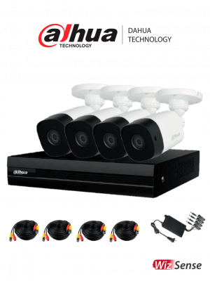 DAHUA KITXVR1B08-I-2MP4CP - Kit de videovigilancia de 8 canales. Incluye 4 cámaras B1A21 de 2MP, DVR Cooper-I WizSense con IA y H.265+ de 8 canales más 2 IP o hasta 10 canales IP, 4 canales SMD Plus, búsqueda de humanos y vehículos. - Image 1