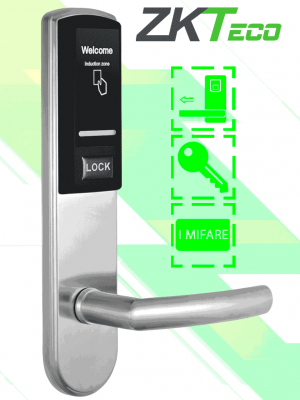 ZKTECO LH3000R - Cerradura Derecha para Hotel con Tecnología Mifare 13.56 MHz, Compatible con Puertas de 40 a 55 mm de Grosor, 2 Pestillos de Seguridad, Fabricada en Acero Inoxidable, Capacidad de Registro de 224 Eventos #MCI2 #ZMCIQ2 - Image 1