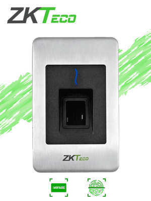 ZKTECO FR1500SMF - Lector Esclavo De Huella BIO ID Tarjetas Mifare  13.56 Mhz / IP65 / RS485 y Led Indicador de Estado / Compatible con Paneles InBio - Image 1