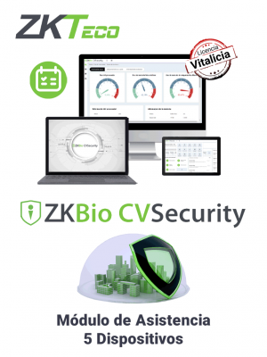 ZKTECO ZKBIOCVTAP5 - Modulo Vitalicio de Asistencia para BioCVSecurity para 5 puntos de asistencia  / Hasta 30 000 Usuarios - Image 1