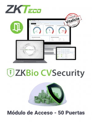 ZKTECO ZKBIOCVACP50 - Licencia Vitalicia para 50 Puertas en Control de Acceso  BioCVSecurity / Hasta 30 000 Usuarios / 200 Departamentos / 200 Áreas - Image 1