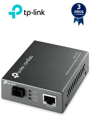 TP-LINK MC111CS - Convertidor de Fibra Óptica WDM Monomodo con 1 puerto RJ45 10/100 Mbps y 1 puerto SC/UPC 100 Mbps. Alcance de hasta 20 km, requiere el modelo MC112CS para funcionar, plug and play. - Image 1
