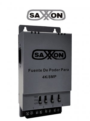 SAXXON ENERGIA PSU1205A-4K - Fuente de poder Regulable Metálica/ Conexión de Hasta 4 Canales/ Voltaje de Ajuste 12V 13V o 15V cc/ Salida de Hasta 5 Amp en los 4 Canales/ Instalación en Pared - Image 1