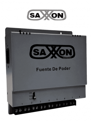 SAXXON ENERGIA PSU1208A - Fuente de poder Regulable Metálica/ Conexión de Hasta 8 Canales/ Voltaje de Ajuste 12V 13V o 15V cc/Salida de Hasta 8 Amp en los 8 Canales Máximo 1 Amp por canal// Instalación en Pared - Image 1