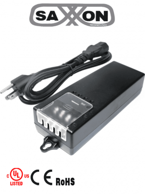 SAXXON PSU1250D4D - Fuente de Poder de Poder de 4 Canales 12 Vcc 5 Amperes/ 1.25 Amper por Canal/ Color Negro/  Entrada 100 V ca - 240 V ca/ Con Protección de Descargas/ - Image 1