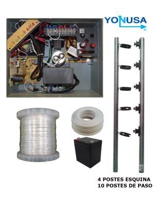 YONUSA PAKEY10000127AF - Paquete de ENERGIZADOR de alta frecuencia ANTIPLANTAS 10 000V / Postes de paso / Postes esquina / Bobina de alambre / Cable bujia / Bateria - Image 1