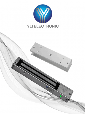 YLI YM280NLEDULPACK Paquete de Cerradura Magnética YM280NLED y MBK280UL para Puertas de Vidrio sin Marco / 280 kg (600 Lb) / Con Indicador Led - Image 1