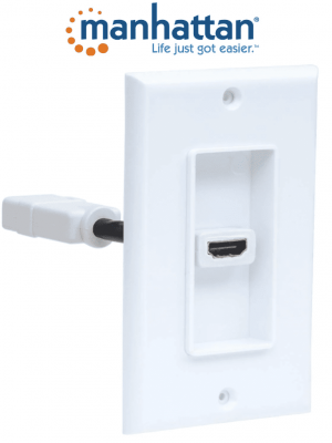 MANHATTAN 771719 Placa de pared HDMI de un puerto HDMI hembra a HDMI hembra, Tipo Conector, Blanco - Image 1