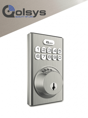 QOLSYS IQDLK-PGK-SN Cerradura con botón pulsador - Cerradura Inteligente PowerG, color Níquel Satinado (Satin Nickel) #IQ #PDFM - Image 1