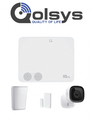 QOLSYS IQ4 NS Video Basico - Paquete que contiene Sistema de Alarma IQ 4 NS", Power G 915 Mhz  1 sensor PIR inalámbrico PG9914, 1 sensores magnéticos inalámbrico PG9303 y Cámara Interior alarm.com ADCV523 - Image 1