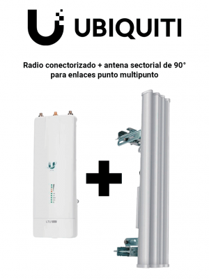 KIT-Radio conectorizado + antena sectorial de 90° de apertura para punto a multi punto/Ideal para CCTV Y WISP/Hasta 600 Mbps/2 millones de paquetes por segundo/5Ghz/Filtrado RF/Sincronización GPS/Solo compatible con tecnología LTU/ - Image 1