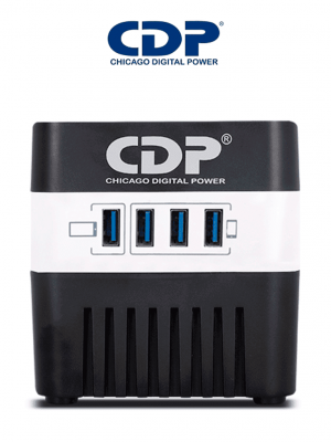 CDP RU-AVR604- Regulador de Voltaje / Supresión de Picos / 600VA / 300W / 4 Puertos USB para Carga de 2.1A Max / 4 Salidas Reguladas / Indicadores Led / Diseño Compacto #PROMOCDP - Image 1