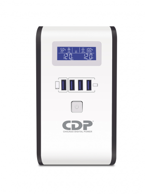 CDP RU-Smart1010 - UPS / 1000VA / 500W / 10 Contactos de salida / 4 Puertos USB carga Rapida / Pantalla LCD / 5 Contactos con respaldo y regulación / 5 contactos con supreción de picos / 2 Contactos programables - Image 1