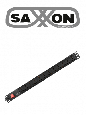 SAXXON SXPDU12P16A- Barra PDU con 12 Contactos Individuales , 16 Amp , 120V , 1UR , Protección contra rayos , Aleación de Aluminio - Image 1