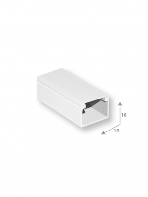 SBE TECH SBE-1619 - Canaleta plástica / PVC / Una vía / Alto 1.6 cm, Ancho 1.9 cm, Largo 2 metros - Image 1