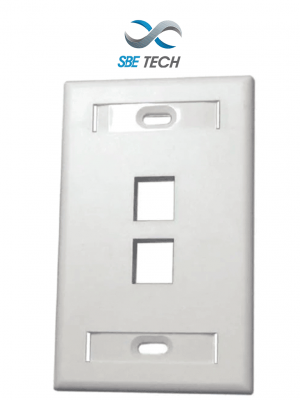 SBETECH SBE-2517-2P-WT - Placa de pared de 2 puerto color blanco para conectores Jack rj 45  keystone - Image 1