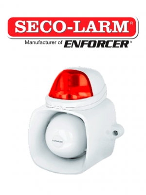 Seco-Larm SH816SSQR- Sirena autónoma de 120 dB  . Altavoz de 25W con entrada de audio para emisión de mensajes   IP65 estrobo rojo - Image 1