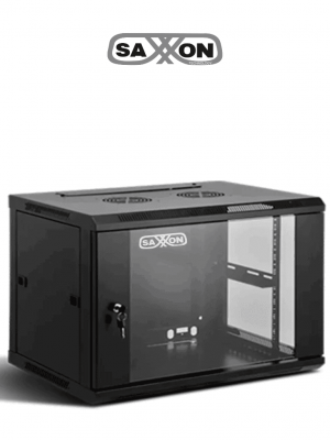 SAXXON SXR6U6406S - Gabinete de Pared Negro / 6UR / Puerta de Vidrio Templado / Alto 37 cm / Ancho 60 cm / Profundidad 45 cm / #SXNDESCUENTO #NUEVO1M #MCI1 - Image 1