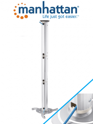 MANHATTAN 424820 - Soporte de Techo para Proyector/ 10 Kg de Carga/ Barra Extensible de 13 a 106 cm/ Ajuste Vertical, Giro y Altura/ Construido en Aluminio/ Administrador de Cable/ Sujeta con Seguridad la Mayoría de los Proyectores/ - Image 1