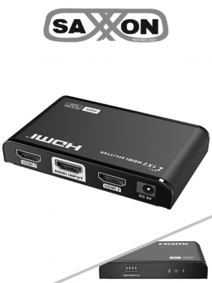 SAXXON LKV312HDR-V2.0 - Divisor de Video HDMI 4K de 1 Entrada y 2 salidas/ Soporta Resolución 4Kx2K @30Hz/ 1080P Full HD/ Distancia de 10 Metros en Entrada y Salidas/ Switch EDID para Autoajuste de Resolución/ - Image 1