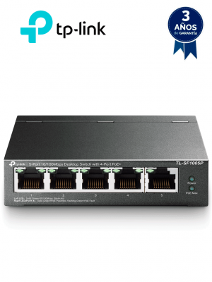 TP-LINK TL-SF1005P - Switch PoE no administrable con 5 puertos Fast Ethernet, incluyendo 4 puertos PoE AF. Suministro PoE hasta 58W y modo extendido para conexiones de hasta 250m. - Image 1