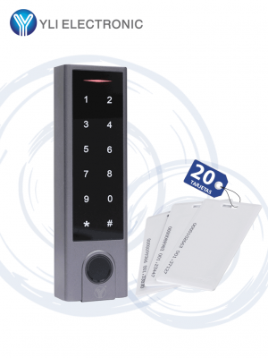 YLI YK1068APAK - Teclado touch para control de acceso standalone con métodos de verificación por huella, tarjetas ID o password / Soporta equipos esclavo por protocolo Wiegand / Señales NC y NO / Contiene 20tarjetas #tarjetasgratis - Image 1