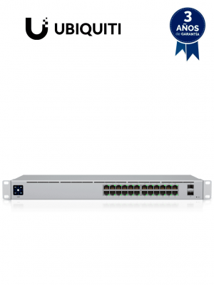 UBIQUITI USW-24 UniFi Switch Capa 2 de 24 puertos 10/100/1000 Mbps más 2 puertos 1G SFP, con pantalla informa#ENE2 - Image 1