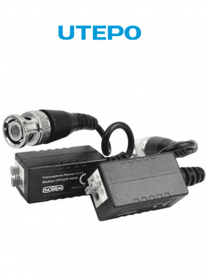 UTEPO UTP101PHD4B - Par de transceptores pasivos (Video Baluns) soporta 4MP a 200m, 1080p a 250m, 720p a 300m en CVI. Compatible con HDCVI, TVI, AHD y CVBS. Incluye 2 terminales Push para fácil conexión - Image 1