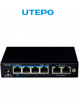 UTEPO UTP3GSW04TP60 - Switch Gigabit PoE no administrable con 4 puertos PoE Gigabit, 2 puertos Gigabit RJ45, modo CCTV, PoE 60W - Image 1