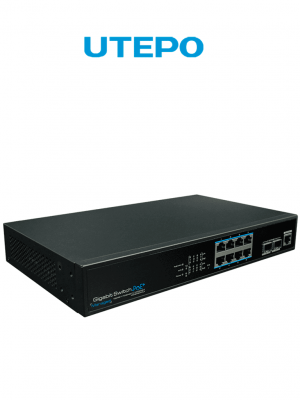 UTEPO UTP3-GSW0802S-MTP150 - Switch Gigabit PoE administrable, L2, 8 puertos GE PoE 802.3af/at, 2 puertos SFP, presupuesto PoE 135W - Image 1