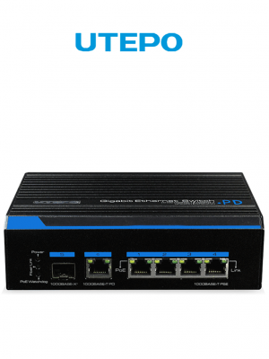UTEPO UTP7204GEHPOE - Switch Gigabit industrial high PoE, 4 puertos, 802.3af/at, 2 puertos combo uplink Gigabit, hasta 60W por puerto, 120W totales, DIN rail - Image 1