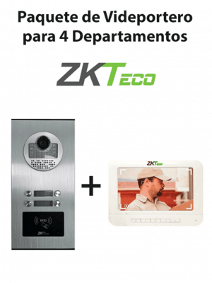 ZKTeco VE04A01PAQ7P - Paquete de Videoportero para 4 Departamentos VE04A01 con 1 Monitor VDPIB3 de 7 pulgadas - Image 1