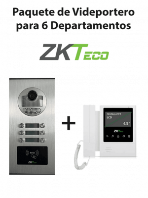 ZKTeco VE06A01PAQ4P - Paquete de Videoportero para 6 Departamentos VE06A01 con 1 Monitor VDPIB4 de 4.3 pulgadas - Image 1