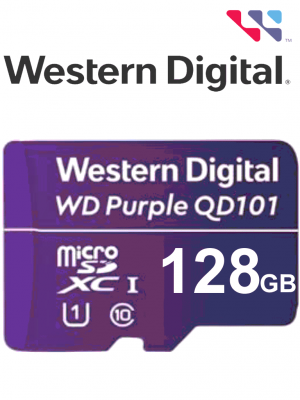 WESTERN WDD128G1P0C- Memoria de 128GB Micro SDXC/ Linea Purple/ Clase 10 U1/ Lectura 50MB/ Escritura 40MB/ Especializada para Videovigilancia #VIVA - Image 1