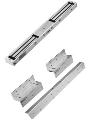 YLI YM180NDLEDPACK - Paquete de Cerradura Magnética doble con Led YM180NDLED y Soporte de Fijación Tipo ZL / Fuerza de Sujeción 180Kg / 350Lb por extremo / Voltaje dual / Puertas de madera, vidrio, metálica - Image 1
