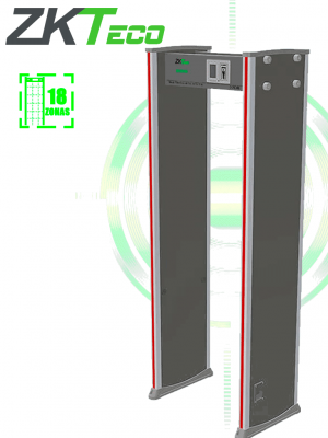 ZKTECO ZKD2180 - Arco detector de metales con 18 zonas de detección, pantalla LCD de 3.5", 256 niveles de sensibilidad, y funciones de contador para alarmas y personas - Image 1