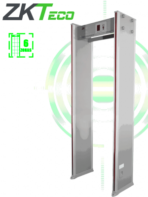 ZKTECO D1065 - Arco detector de metal con 6 zonas de detección, 100 niveles de sensibilidad, pantalla LCD de 3.5", contadores de personas y alarmas, indicadores LED en ambas vistas - Image 1