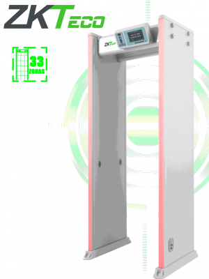 ZKTECO D4330 - Arco Detector de Metales con 33 zonas de detección, 300 niveles de sensibilidad, pantalla HD 7", indicadores LED en ambas vistas, control remoto y batería de respaldo incluida. - Image 1