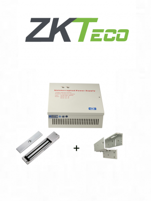 ZKTECO LM200YPAK - Contrachapa magnética de 200 kg o 440 lb, incluye soporte de instalación ZL y Gabinete metálico con salida de 12 VDC a 3A, soporta batería de respaldo - Image 1