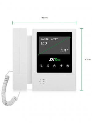 ZKTECO VDPIB4 - Monitor LCD de 4.3 pulgadas para Videoportero Analógico / Conexión mediante 4 Hilos / Resolución 480*272 píxeles / Imagen Nítida / Botón de No Molestar - Image 3