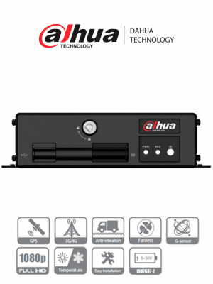DAHUA DHI-MXVR1004-GCI  - DVR Movil de 4 Canales con Inteligencia Artificial 1080p/ H.265/ Soporta 2 Tarjetas SD/ Soporta DSM/ADAS/BSD/  1 Salida de Video/ Audio 2 Vias/ 6 Entradas de Alarma/ 1 Salida/ #LoNuevo - Image 1