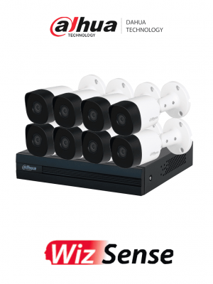 DAHUA KIT/XVR1B08-I/8-B2A21N-U - Kit con DVR Cooper-I WizSense de 8 Canales ofrece 8 cámaras de 2 MP con visión 1080p, tecnología de IA y compresión H.265+. Admite hasta 10 canales IP, incluye SMD Plus y permite búsqueda de personas y vehículos #LoNuevo - Image 1