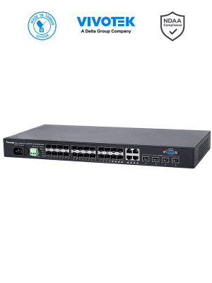 VIVOTEK AW-GTS-287A - Switch  Gigabit administrable de fibra / Capa 2 / 20 Puertos SFP GE / 4 Combo SFP / GE / 4 10G SFP / DHCP SERVER / Voltaje dual AC / DC - Image 1