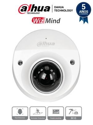 DAHUA IPC-HDBW5241F-M-SA - Camara IP Domo de 2 Megapixeles para NVR Movil/ WizMind/ Lente de 8 mm/ 40 Grados de Apertura/ H.265+/ Ideal para Reconocimiento Facial y Detección de Rostros/ IR de 30 Metros/ Ranura para MicroSD/ SMD Plus/ - Image 1