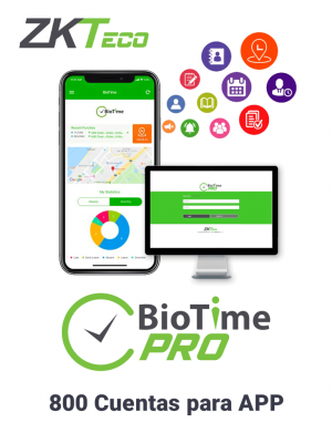 ZKTECO BIOTIMEPROAPPBUSINESS - Licencia Vitalicia de Aplicación Móvil para uso de ZK BIOTIME PRO / Compatible con Celulares ANDROID o  iOS / Soporta 800 Cuentas - Image 1